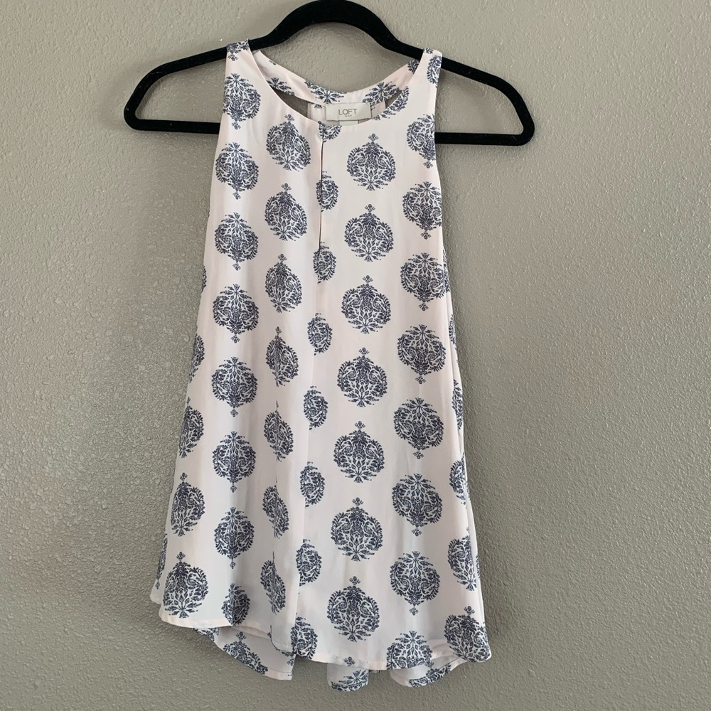 Light pink/cream Blouse Tank with black floral design from Loft.
